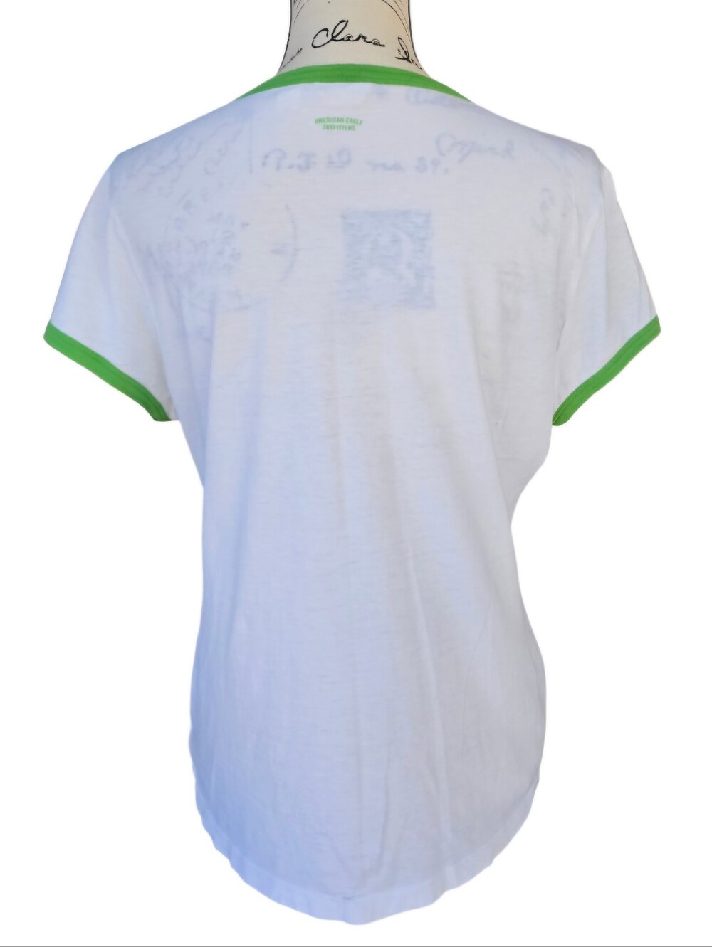 American Eagle White Citrus Graphic Tee with Green Trim - Picture 4 of 7